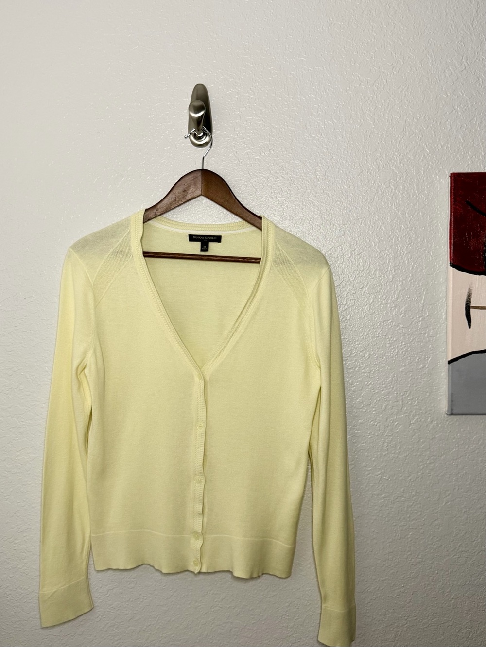 Banana Republic Butter Yellow V-Neck Button Cardigan Medium